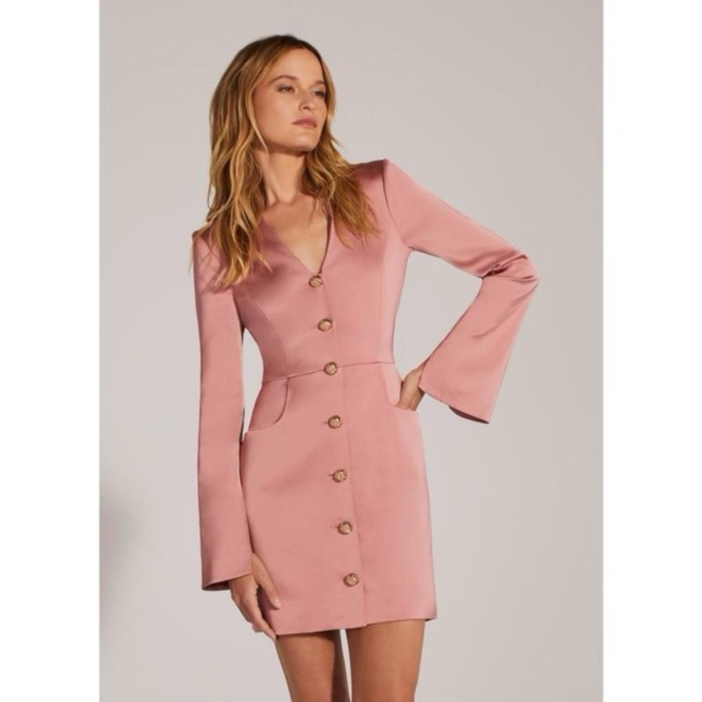 Favorite Daughter Audrey Satin Long-Sleeve Minidress